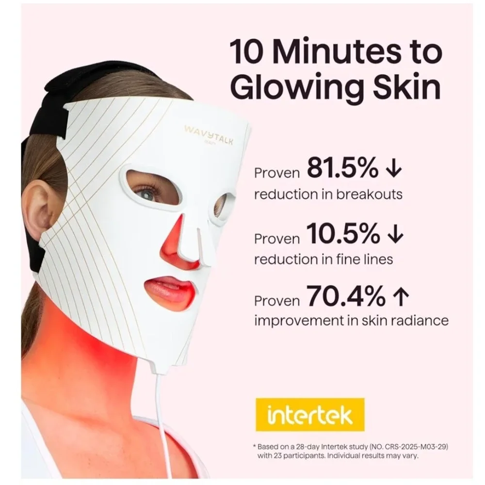 Wavytalk Glow Time LED Therapy Mask White Acne Treatment Fine Lines NEW